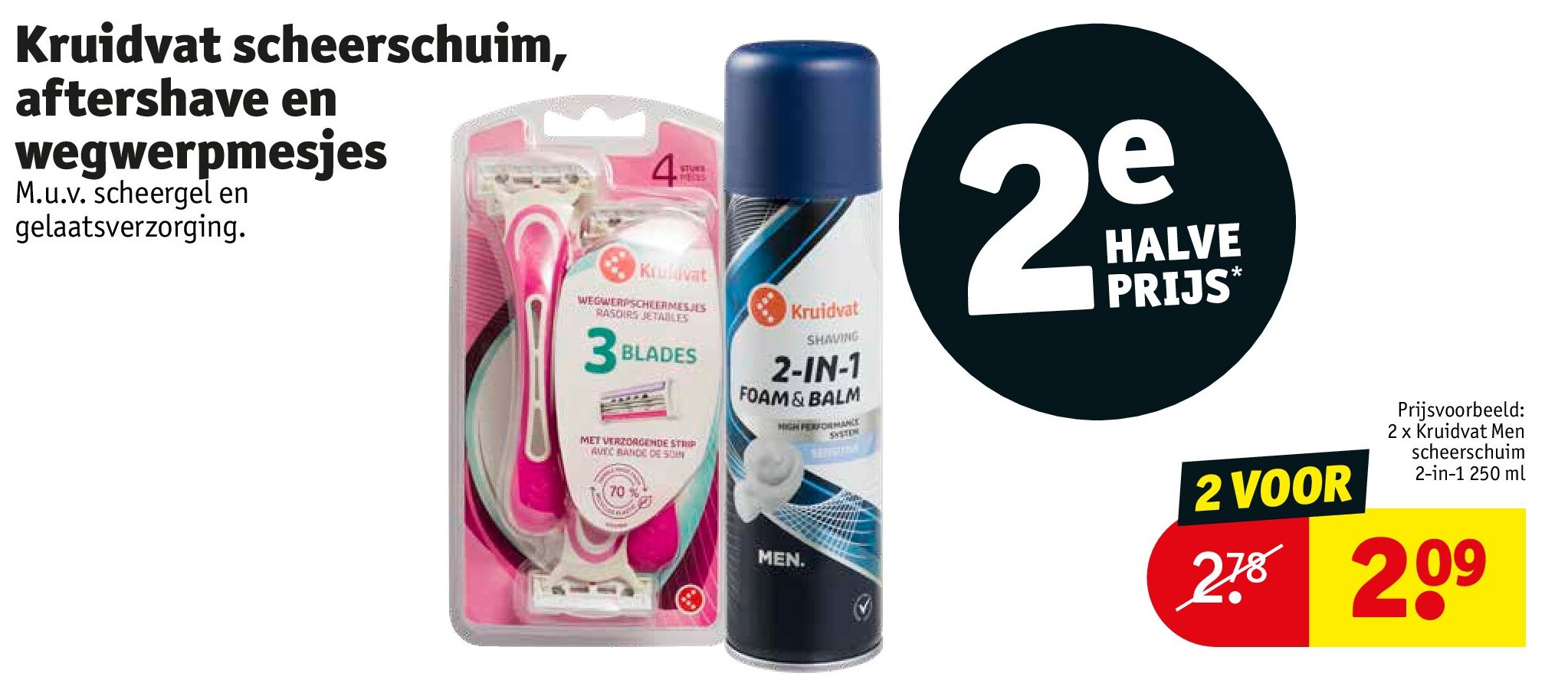 Kruidvat scheerschuim, aftershave en wegwerpmesjes