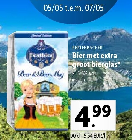 Bier met extra groot bierglas