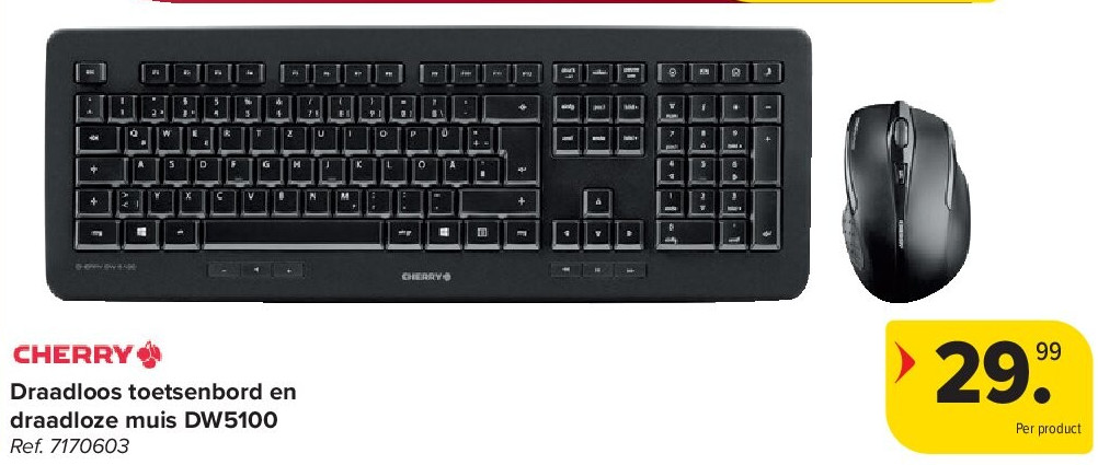 CHERRY Draadloos toetsenbord en draadloze muis DW5100