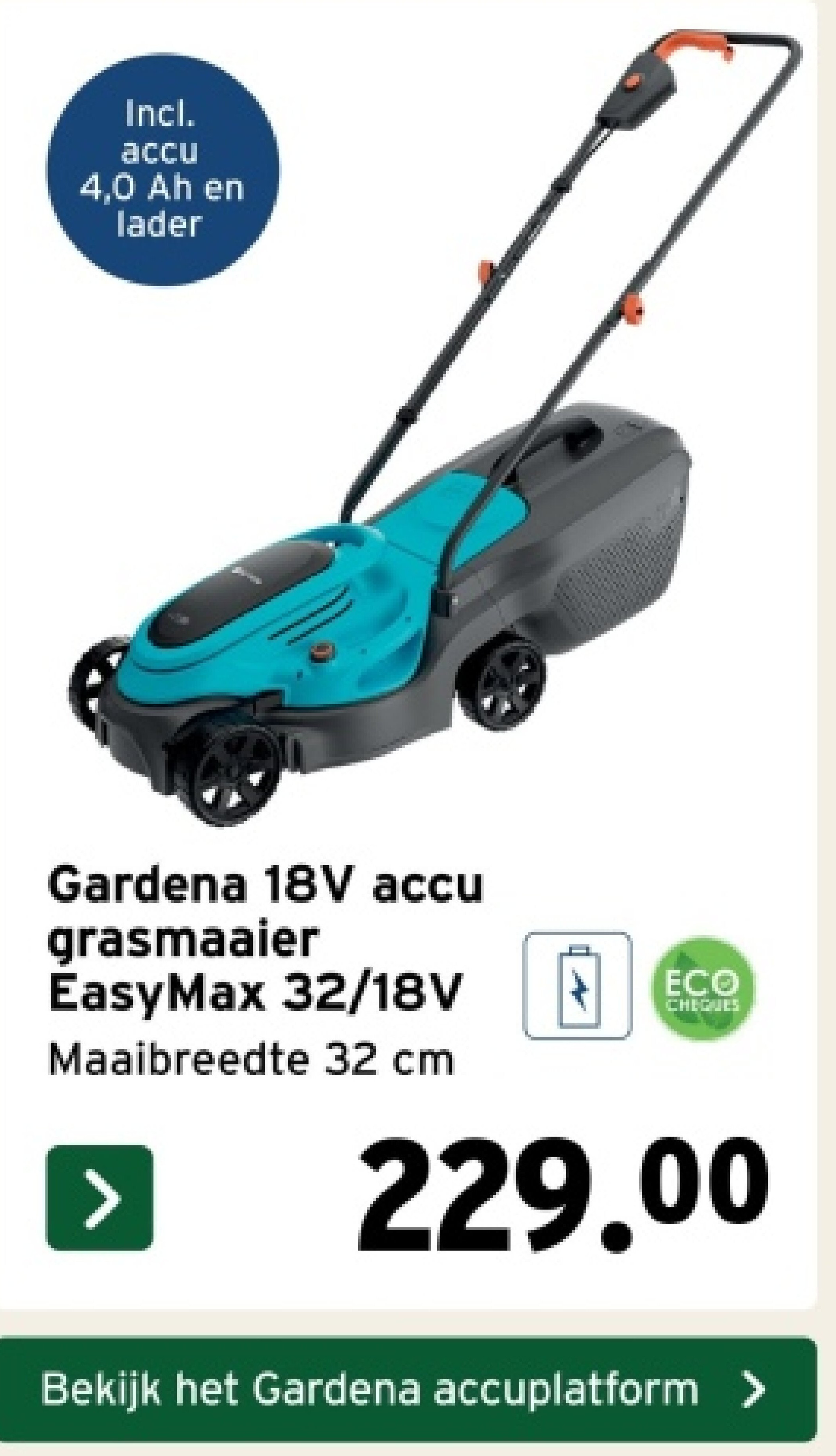 Gardena 18V accu grasmaaier EasyMax 32/18V