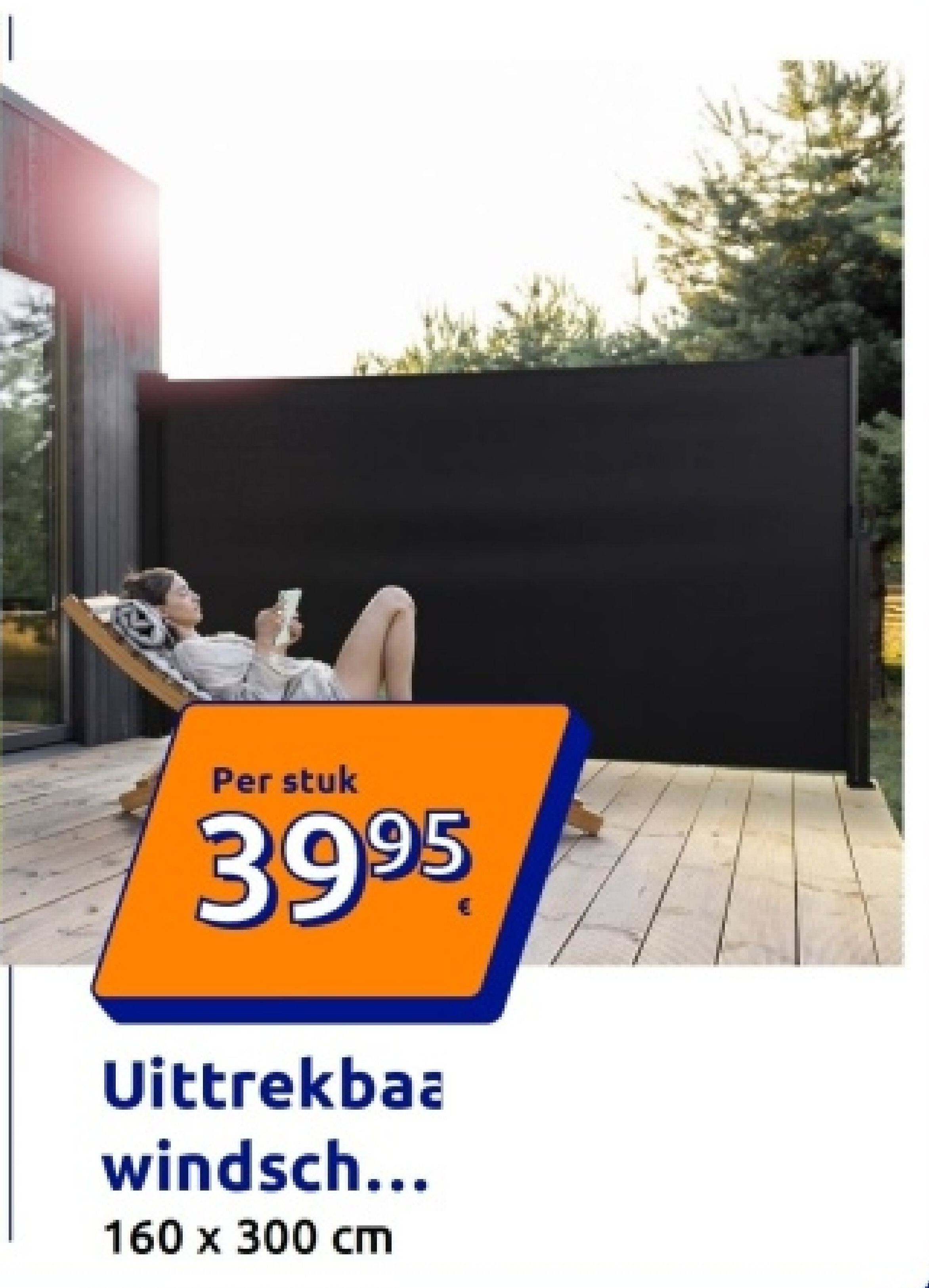 Uittrekbaar windscherm - Zwart