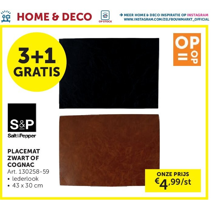 PLACEMAT ZWART OF COGNAC
