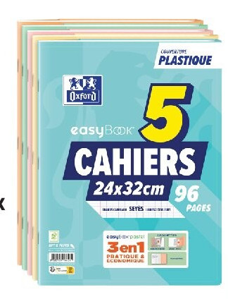 Lot de 5 cahiers Polypro Easybook pastel 24x32cm Oxford