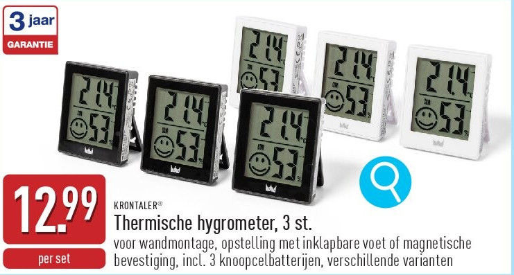 Thermische hygrometer, 3 st.