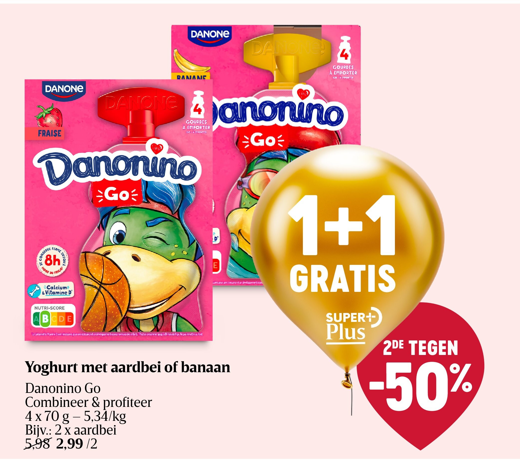 Yoghurt met aardbei of banaan