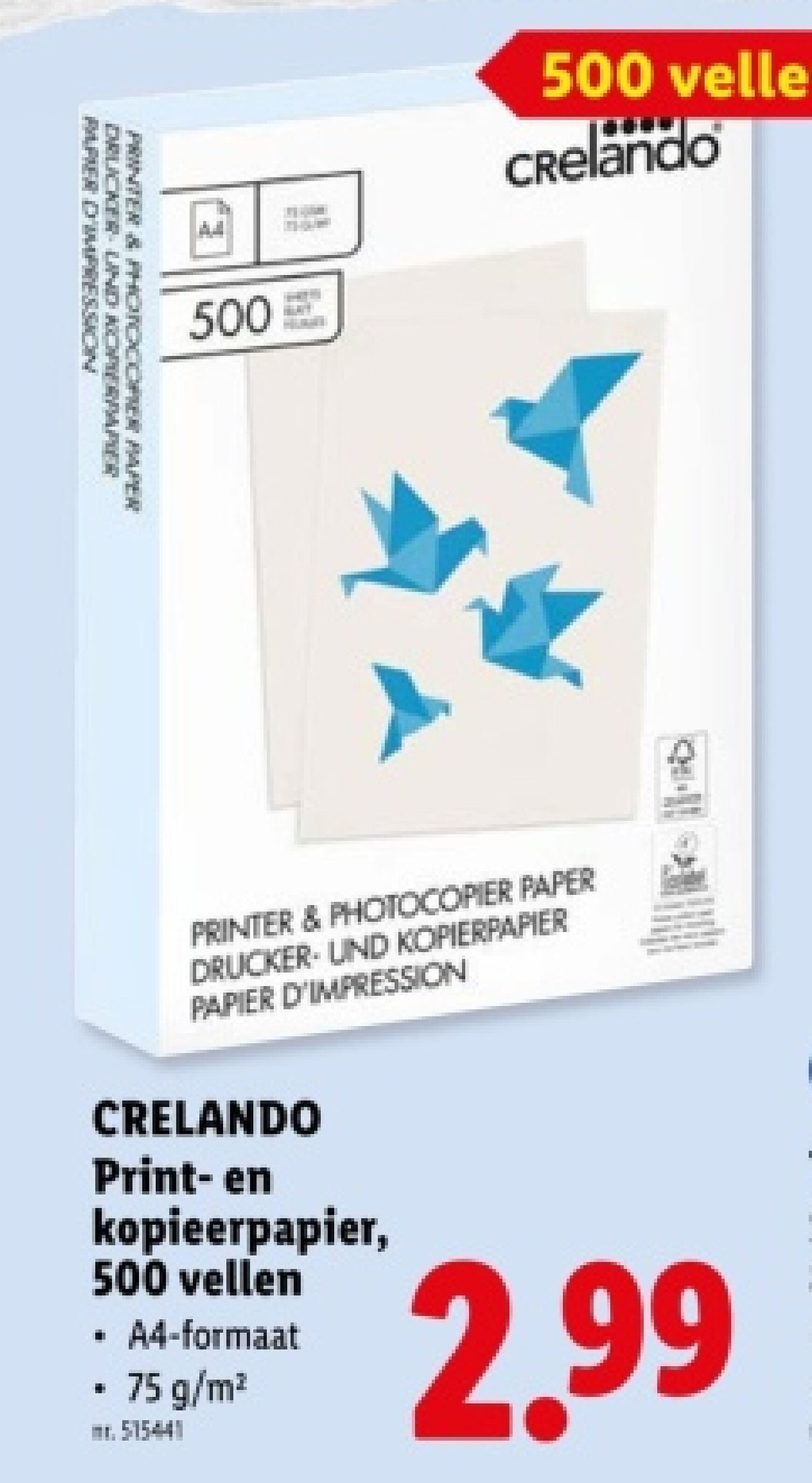 Print-en kopieerpapier, 500 vellen