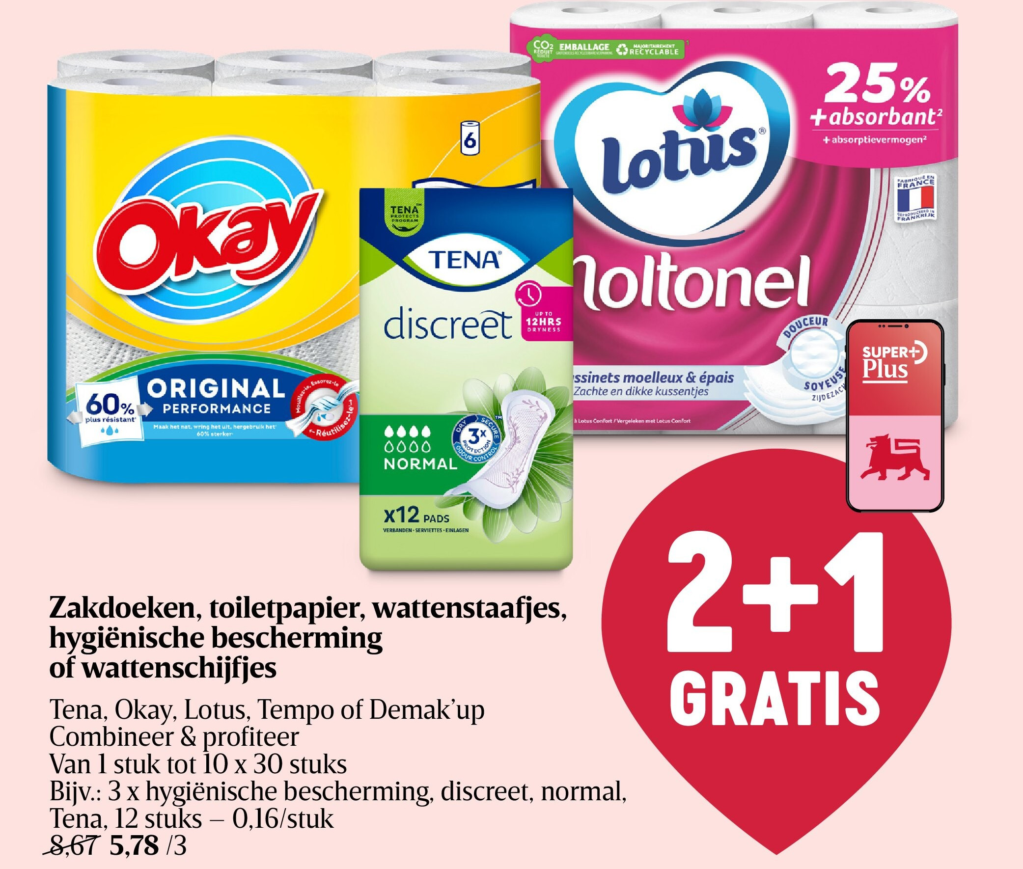 Zakdoeken, toiletpapier, wattenstaafjes, hygiënische bescherming of wattenschijfjes