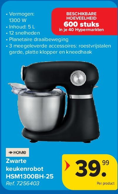 Zwarte keukenrobot HSM1300BH-25