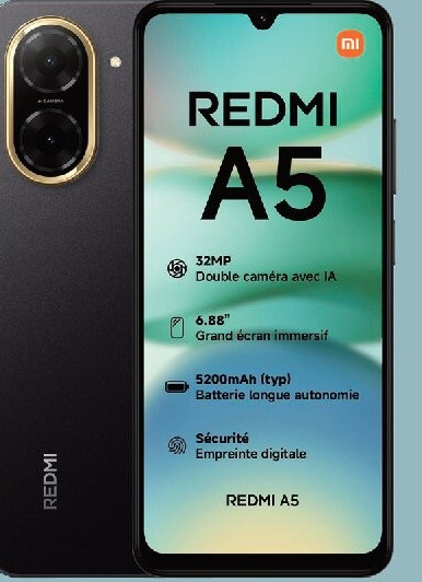 Smartphone Xiaomi Redmi A5 64 Go noir