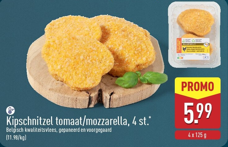 Kipschnitzel tomaat/mozzarella, 4st