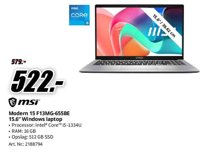 Modern 15 F13MG-655BE 15.6"Windows laptop