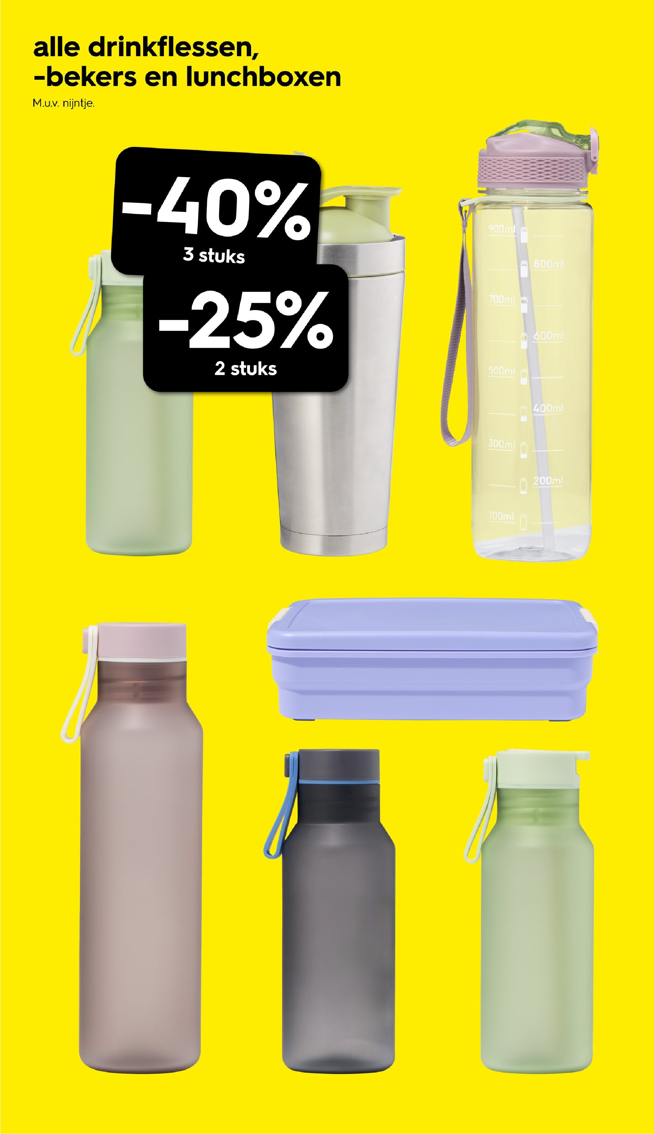 alle drinkflessen, -bekers en lunchboxen