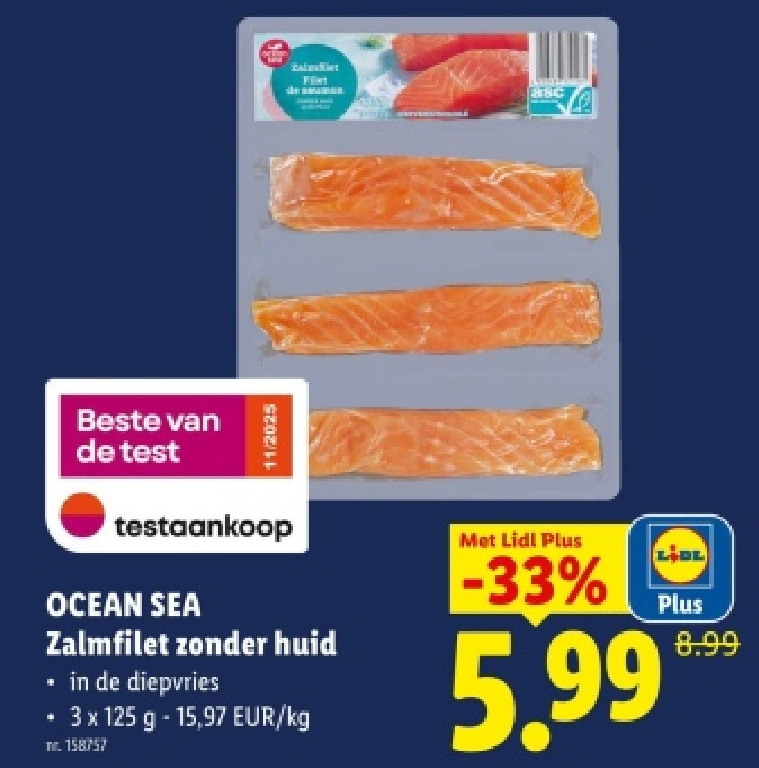 Zalmfilet zonder huid