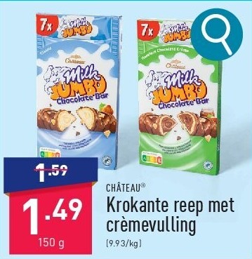 Krokante reep met crèmevulling