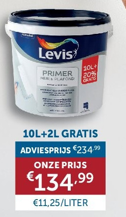 LEVIS MUUR & PLAFOND PRIMER 10L+2L GRATIS