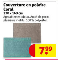 Couverture en polaire Coral 130x 160 cm
