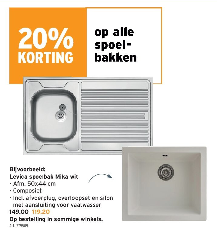 Levica spoelbak Mika wit