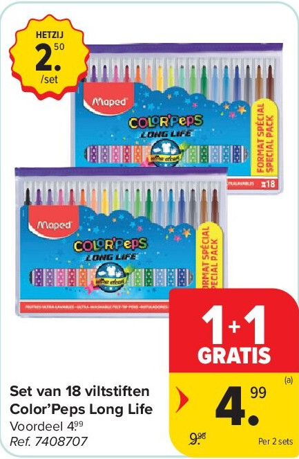 Set van 18 viltstiften Color’Peps Long Life