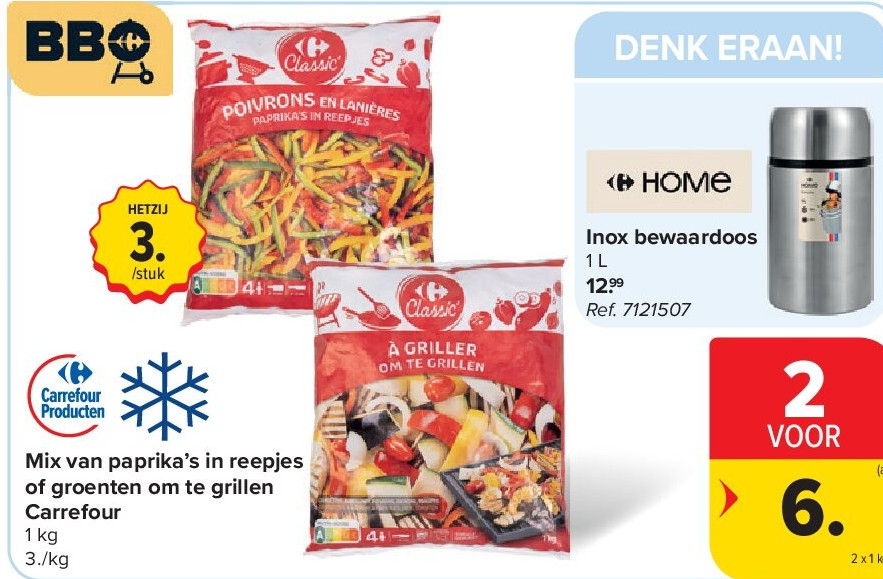 Mix van paprika’s in reepjes of groenten om te grillen Carrefour