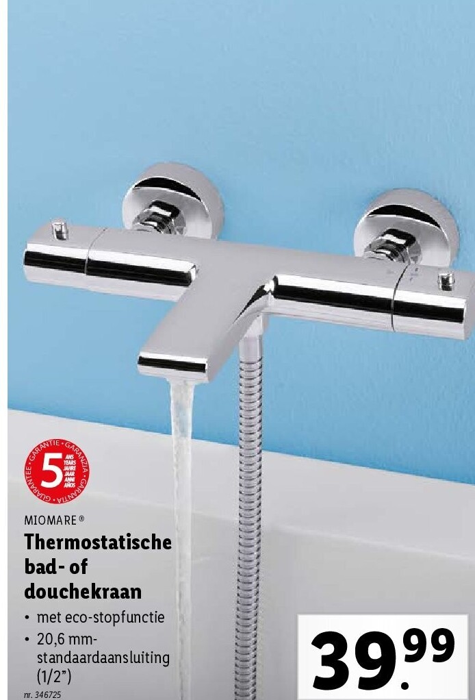 Thermostatische bad- of douchekraan