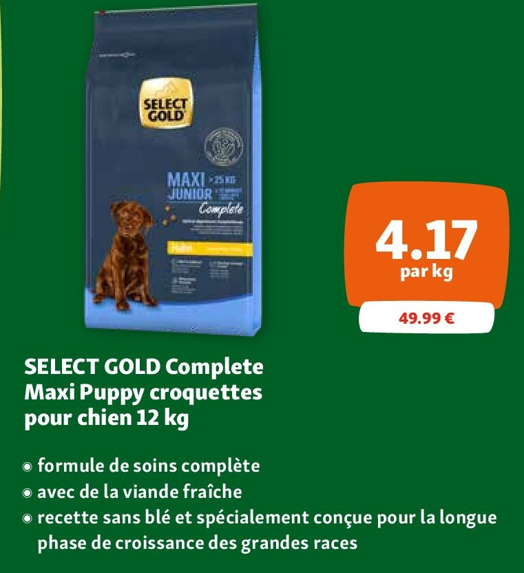 SELECT GOLD Complete Maxi Puppy croquettes pour chien 12 kg