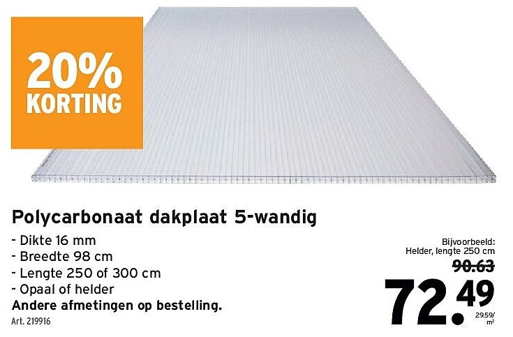 Polycarbonaat dakplaat 5-wandig