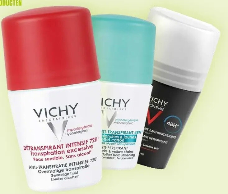 VICHY OP DE UITGESTALDE PRODUCTEN