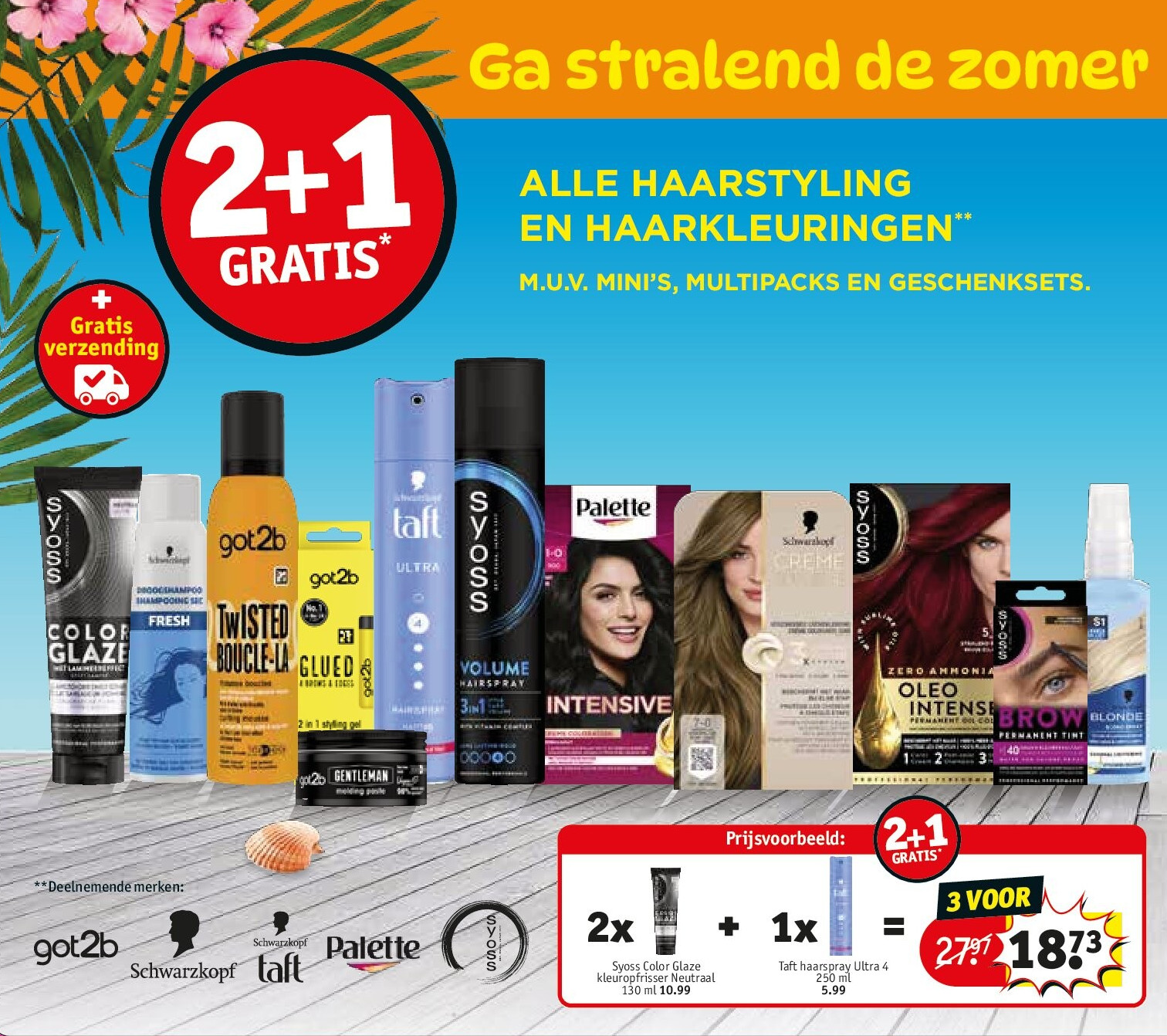 2x Syoss Color Glaze kleuropfrisser Neutraal 130 ml + 1x Taft haarspray Ultra 4 250 ml