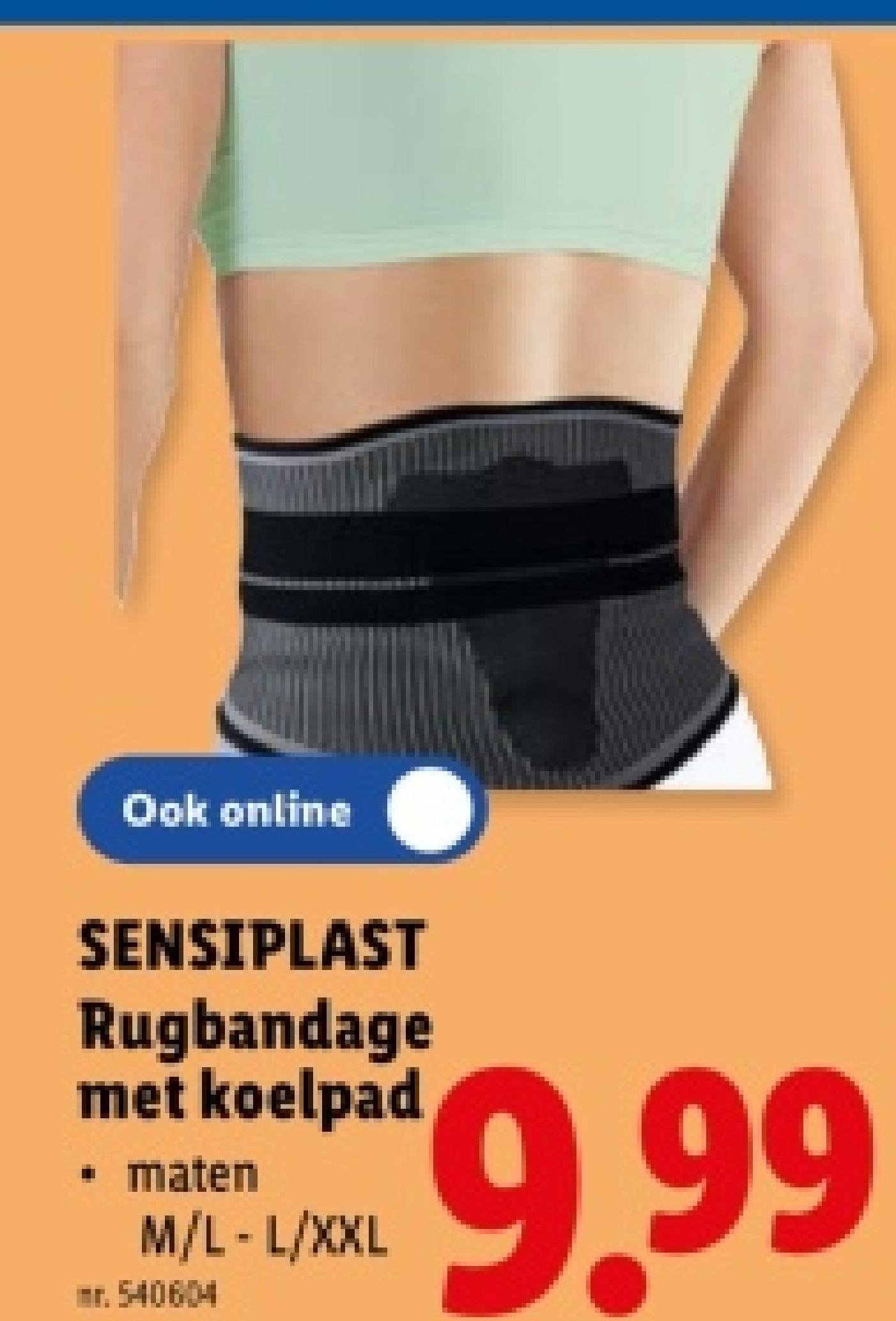 Rugbandage met koelpad