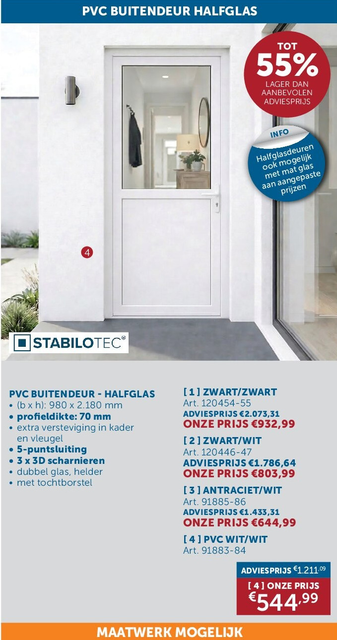 PVC BUITENDEUR - HALFGLAS