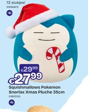 Squishmallows Pokemon Snorlax Xmas Pluche 35cm