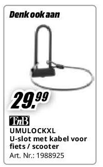 UMULOCKXL U-slot met kabel voor fiets / scooter