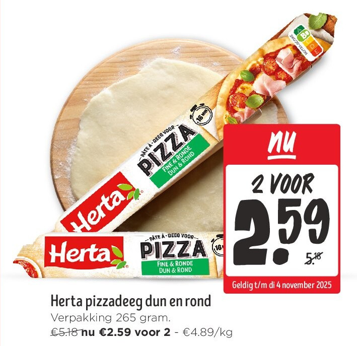 Herta pizzadeeg dun en rond