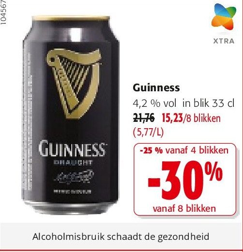 Guinness 4,2 % vol in blik 33 cl