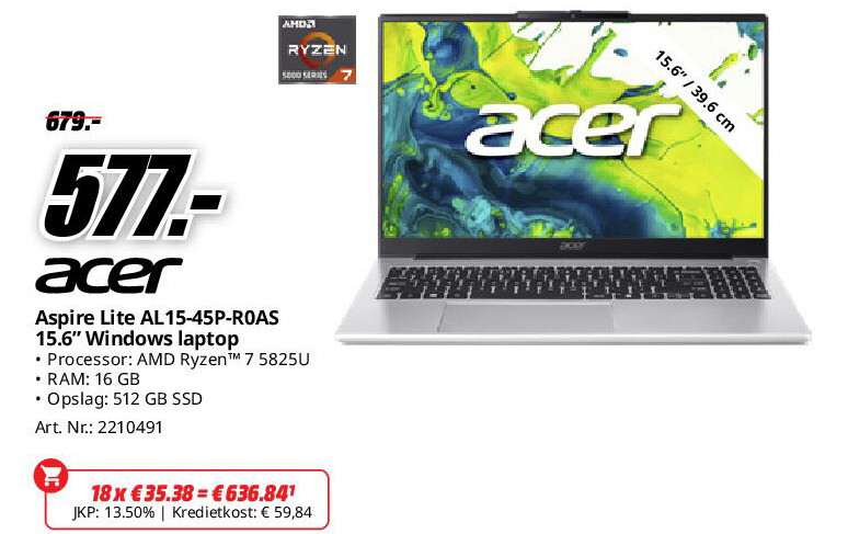 Acer Aspire Lite AL15-45P-R0AS 15.6” Windows laptop