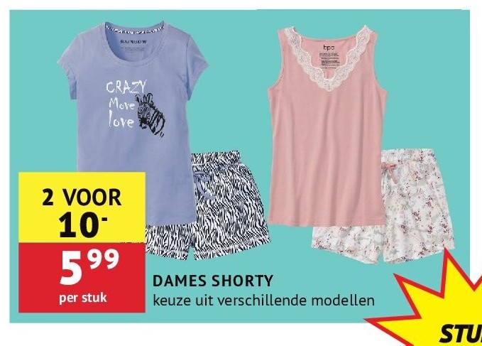 DAMES SHORTY keuze uit verschillende modellen