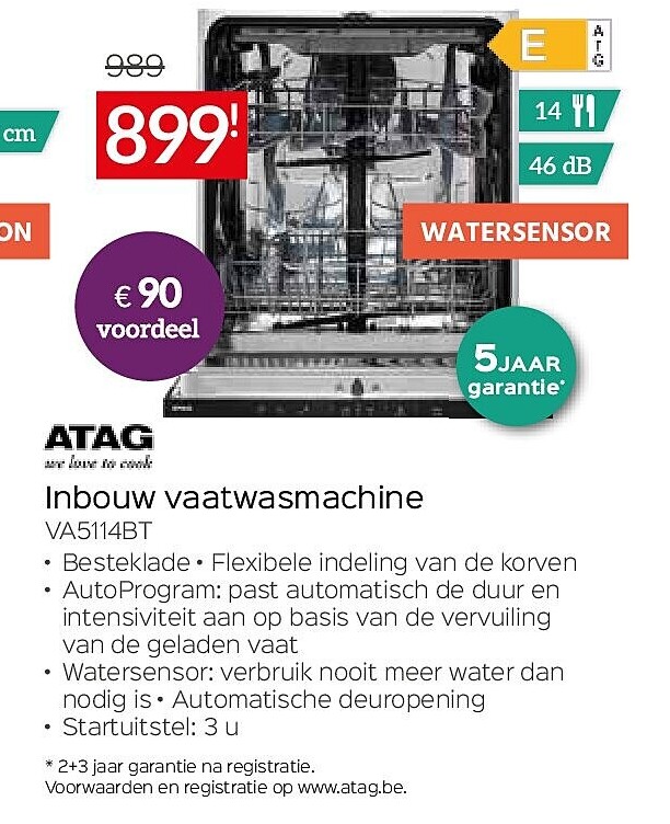 ATAG ww low fo cook Inbouw vaatwasmachine VA5114BT