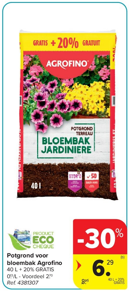 Potgrond voor bloembak Agrofi no