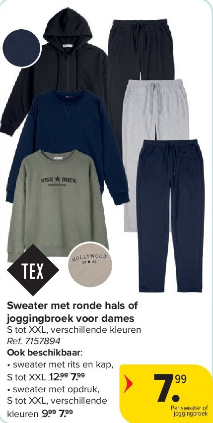 Sweater met ronde hals of joggingbroek voor dames