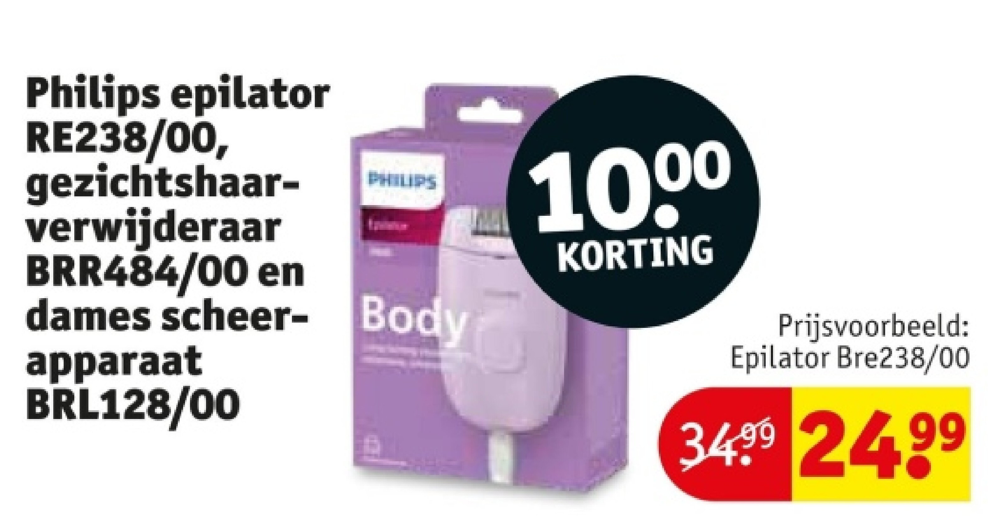 Philips epilator RE238/00, gezichtshaar- verwijderaar BRR484/00 en dames scheer- apparaat BRL128/00