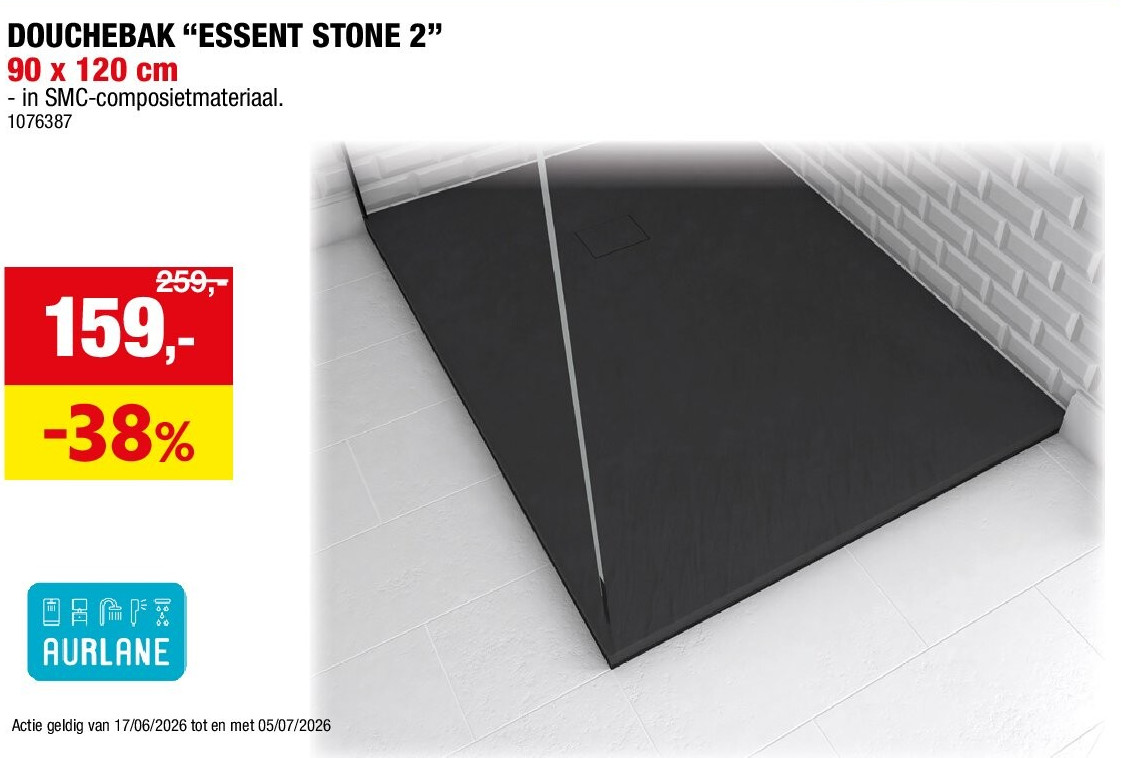 DOUCHEBAK “ESSENT STONE 2” 90 x 120 cm