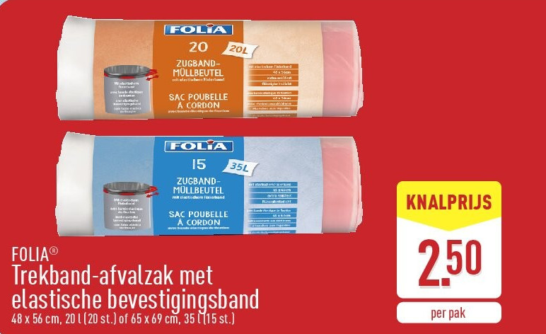 Trekband-afvalzak met elastischebevestigingsband