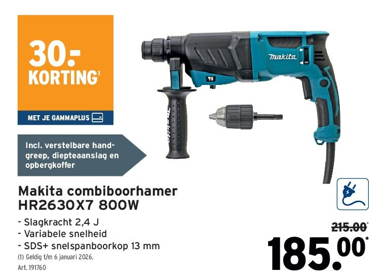 Makita combiboorhamer HR2630X7 800W