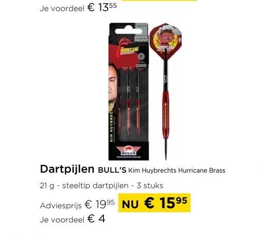Dartpijlen BULL'S Kim Huybrechts Huricane Brass