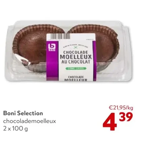 Boni Selection chocolademoelleux 2 x 100 g