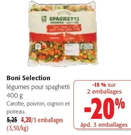 Boni Selection légumes pour spaghetti 400 g