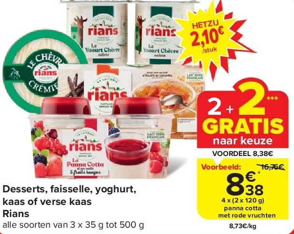 Desserts, faisselle, yoghurt, kaas of verse kaas Rians