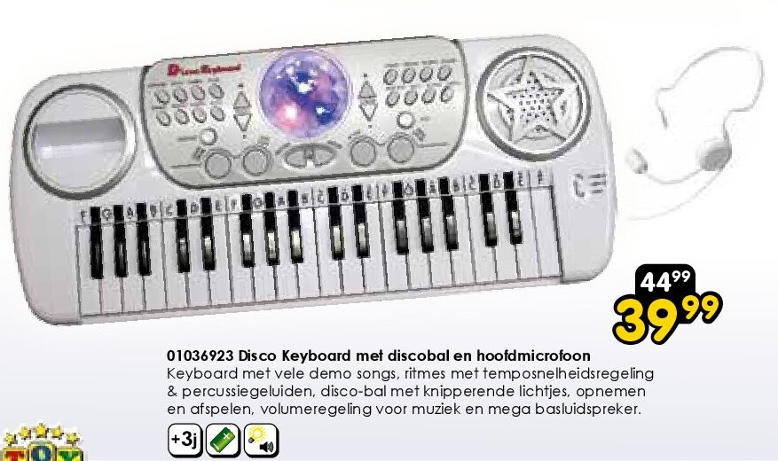 Disco Keyboard met discobal en hoofdmicrofoon