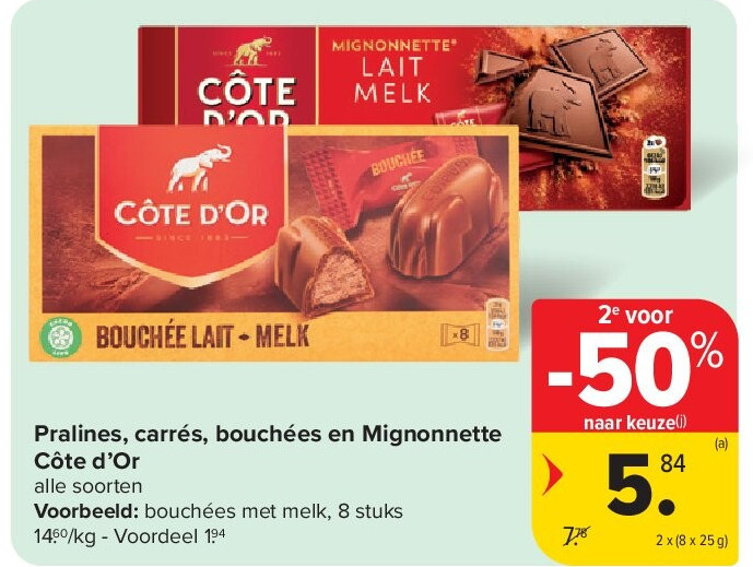 Pralines, carrés, bouchées en Mignonnette Côte d’Or