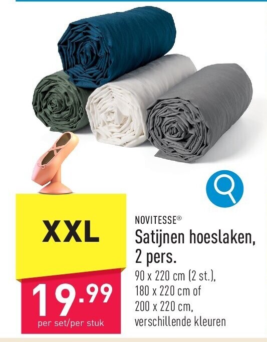 Satijnen hoeslaken, 2 pers.
